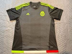 Adidas Mexico National Team 2015 Home Climalite Soccer Jersey Black / Neon Green